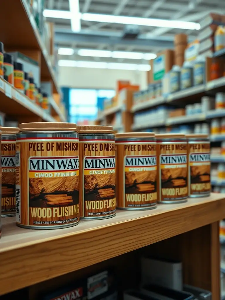 A selection of Minwax wood finishing products, showcasing their ability to enhance wood grain and provide a protective coating, in the Weaver's Store Leola paint department.