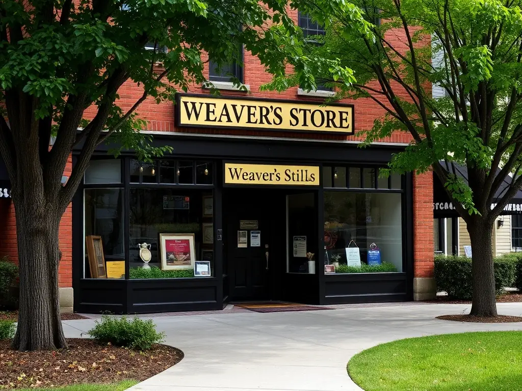 The exterior of Weaver's Store in Spring Mills, PA, showcasing the storefront and surrounding landscape.