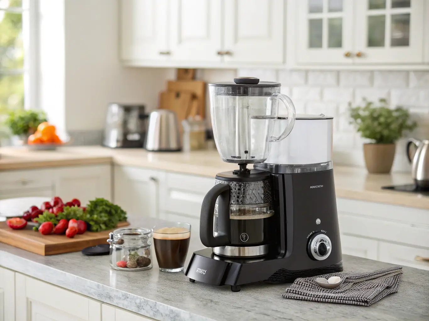 A well-organized kitchen featuring a variety of small appliances such as a coffee maker, blender, and toaster oven, all neatly arranged on the countertop, showcasing the range of kitchen appliances available at Weaver's Store in Spring Mills.