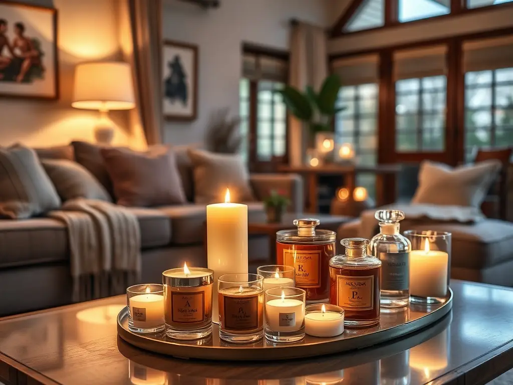 A cozy living room scene featuring decorative accents such as throw pillows, vases, and candles, creating a warm and inviting atmosphere, showcasing the range of decorative items available at Weaver's Store in Spring Mills.