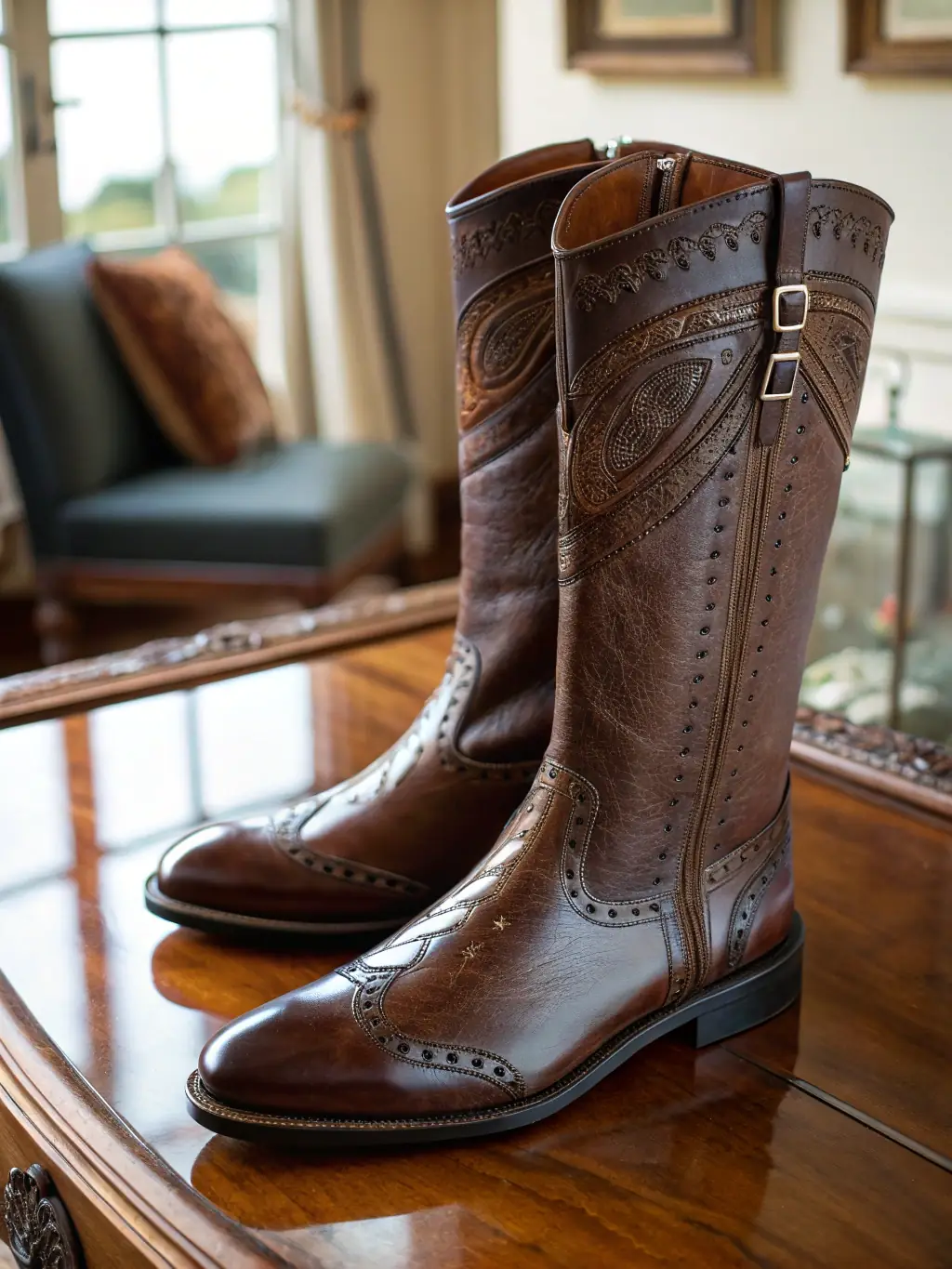 A close-up shot of a pair of Timberland Pro work boots, showcasing their durability and rugged design, placed on a wooden surface to highlight their quality.